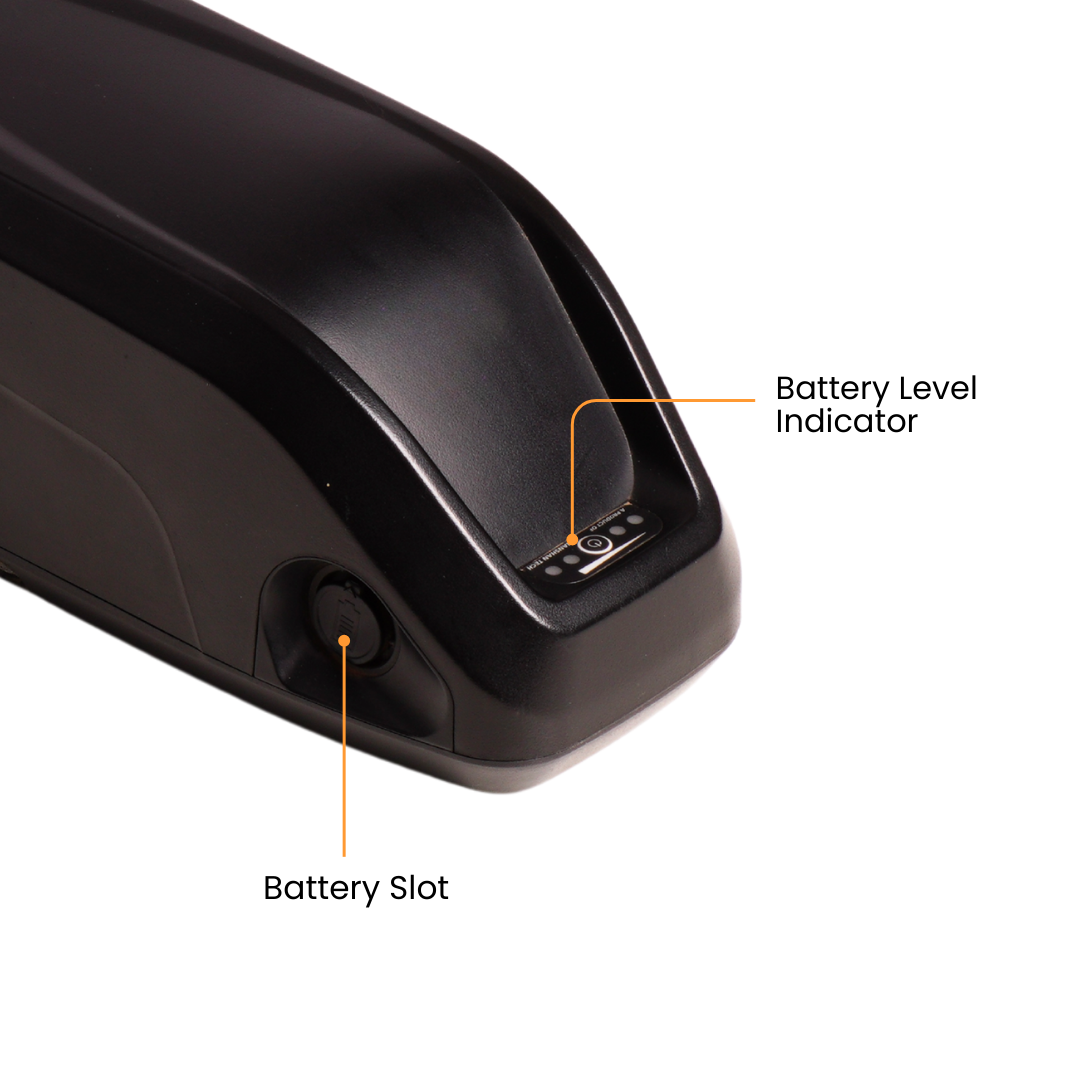 Hornback Removable Battery 10.4 Ah10.4 Ah High-capacity lithium battery for extended range and long-distance rides Fast charging technology with full recharge in 3–5 hours to minimize downtime Removable and lightweight battery design for easy charging at
